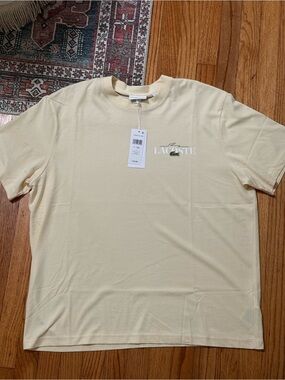 Lacoste Men's Butter Yellow Logo Crew Neck T-Shirt